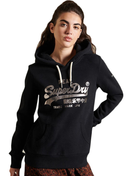 Vl Boho Sparkle Long Women's Sweatshirt Hooded Black
