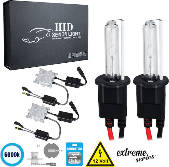 GloboStar Xenon Beleuchtungsset Extreme Series H3 Can Bus 110W 9-16V 6000K Kaltes Weiß