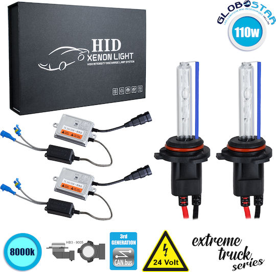 GloboStar Truck Xenon Kit Extreme Truck Series HB3-9005 CAN Bus 110W 24V 8000K Cold White