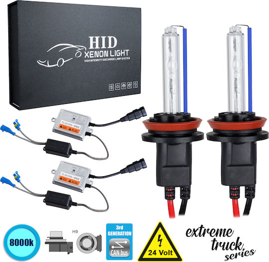 GloboStar Truck Xenon Kit Extreme Truck Series H9 CAN Bus 110W 24V 8000K Cold White