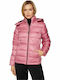 Camille Women's Short Puffer Jacket for Winter with Hood Pink