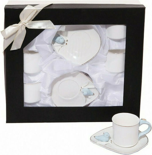 Etoile Set Tassen Kaffee aus Porzellan Blue White 6Stück