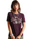 Superdry Vl Boho Sparkle Damen Sportlich T-shirt Burgundisch