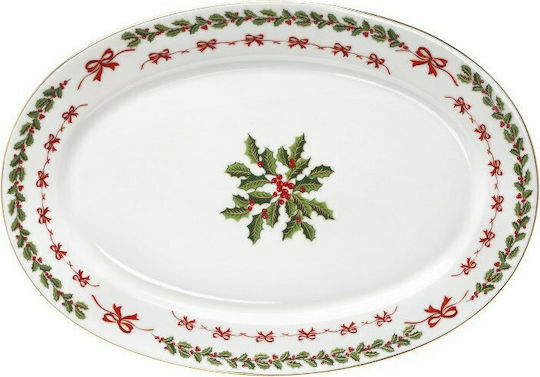Cryspo Trio Ornament de masă de Crăciun Platou De porțelan Alb