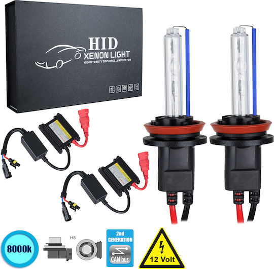 GloboStar Car and Motorcycle Lamps H8 Canbus Xenon 8000K Cold White 9-16V 70W 2pcs