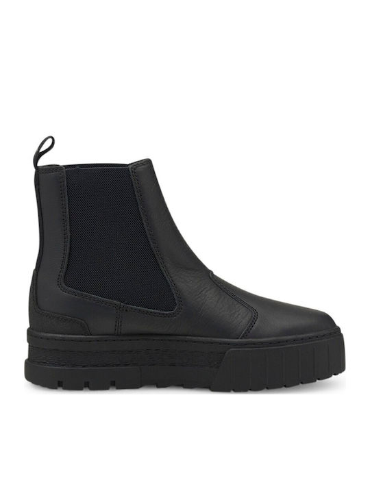 Leder Damen Chelsea Stiefeletten Schwarz