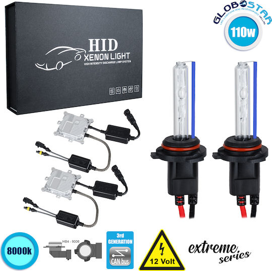 GloboStar Car Xenon Kit Extreme Series HB4-9006 CAN Bus 110W 9-16V 8000K Cold White