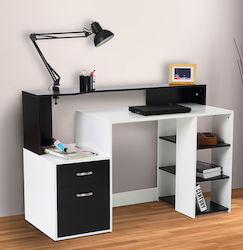 Wooden Home Office Desk with Bookshelf Μαύρο L137xW55xH92cm