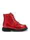 Leather Kids Boots with Zipper Red