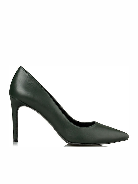 Leather Pointed Toe Stiletto Green High Heels