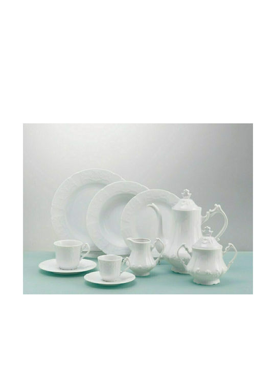 Cryspo Trio Regina Porcelain Tea Cup Set 230ml White 6pcs