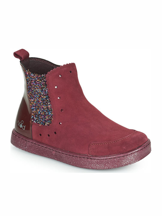 Mod8 Kids Leather Boots with Zipper Burgundy