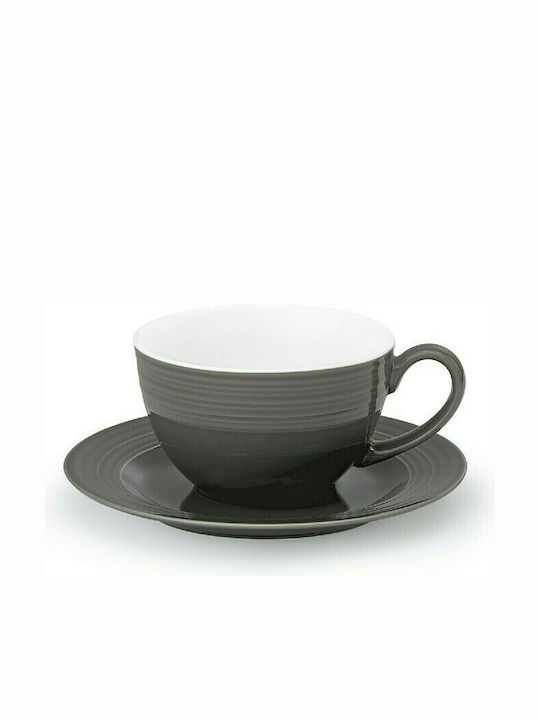 Cryspo Trio Jasper Porcelain Cappuccino Cup Set 220ml Gray