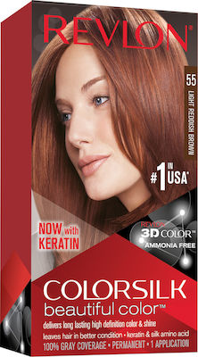 Revlon Colorsilk Keratin Hair Dye 55 Light Reddish Brown 130ml