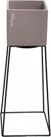Etoile Ghiveci Plastic Gri cu suport 15x15x48εκ.