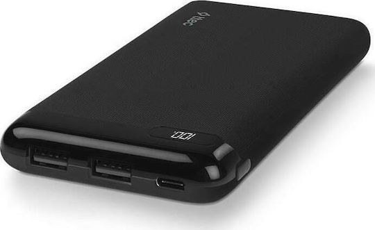 TTEC PowerSlim LCD 10000mAh με 2 Θύρες USB-A και Θύρα USB-C Μαύρο