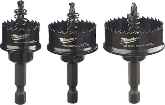 Milwaukee Σετ Ποτηροπρίονα Shockwave με Διάμετρο από 22mm έως 35mm για Μέταλλο
