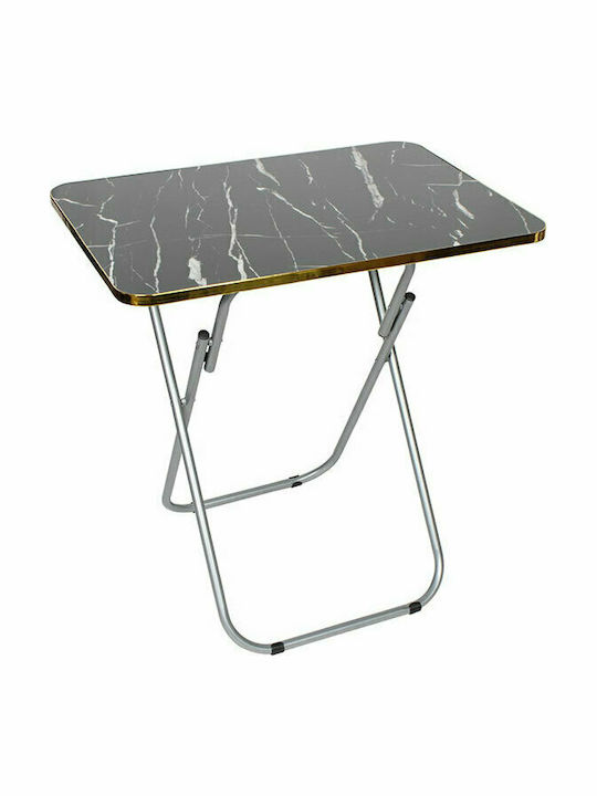 Table Kitchen Collapsible Wooden with Metal Frame Black 70x50x70cm