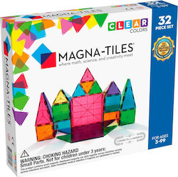 Magna-Tiles Μαγνητικό Παιχνίδι Κατασκευών Clear Colors 32τμχ για Παιδιά 3+ Ετών