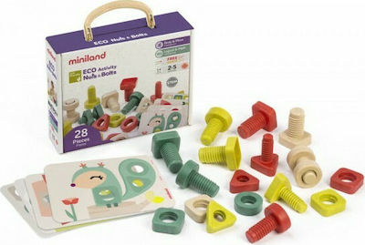 Miniland Wooden Construction Toy Eco Activity Nuts & Bolts Kid 2++ years