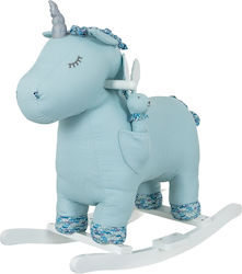 Manon Des Pres Fabric Rocking Toy Unicorn for 18+ months with Max Load Capacity 30kg Light Blue