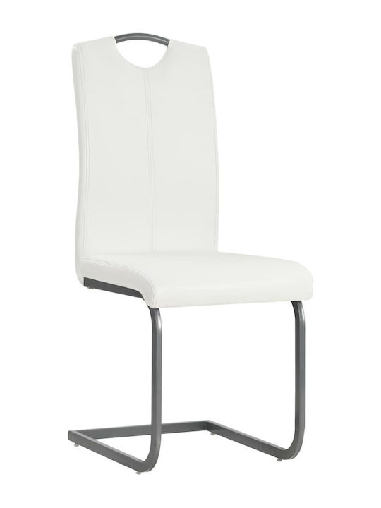 Πρόβολος Dining Room Artificial Leather Chair White 43x55x100cm 2pcs