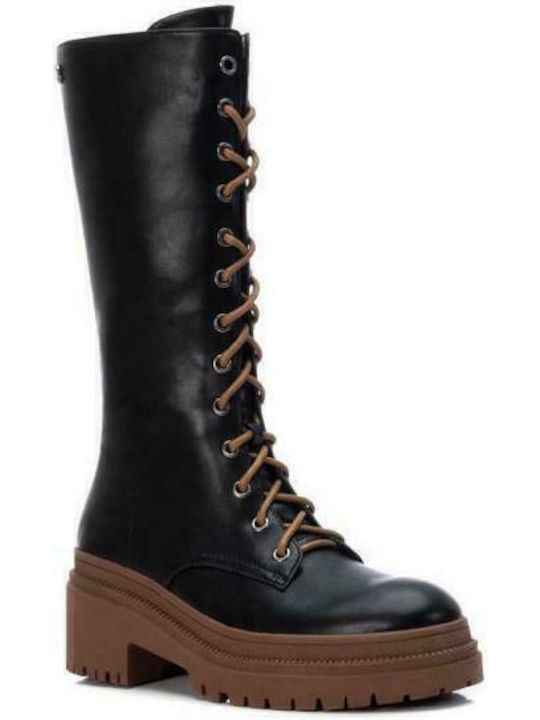 Γυναικείες Μπότες με Μεσαίο Τακούνι Black / Camel