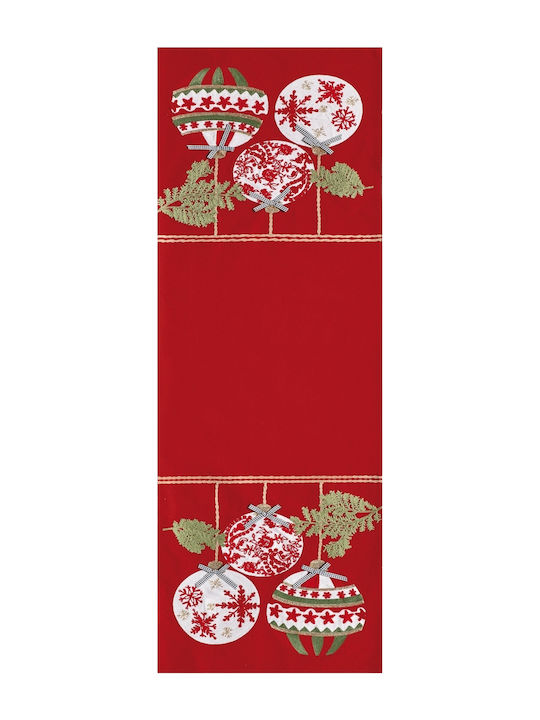 Kentia Snow 214 Weihnachts- Tischtuch Läufer Stoff Rot B150xL45cm. 1Stück