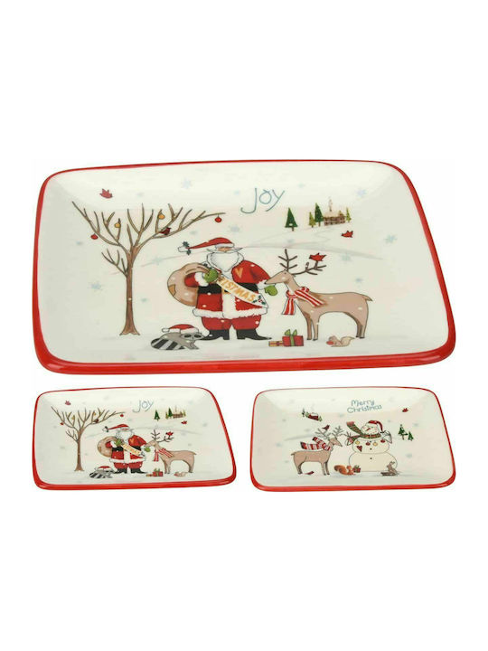 JK Home Decoration Christmas Platter Ceramic L20xW15cm 1pcs (Μiscellaneous Designs)