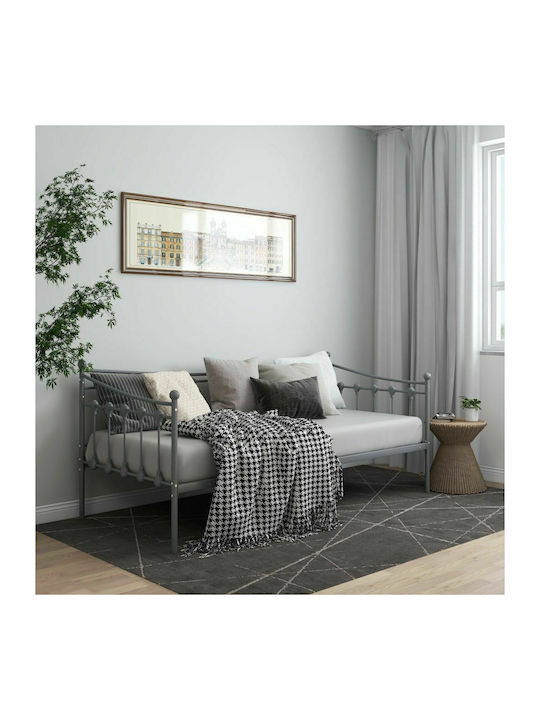 Single Metal Gray Sofa Bed for Mattress 90x200cm