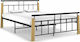 Κρεβάτι Διπλό Μεταλλικό Δρυς / Μαύρο με Τάβλες για Στρώμα 140x200cm