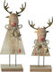 Lianos Christmas Wooden Figure Reindeer Beige Length 6cm