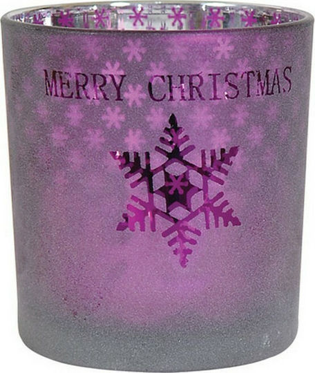 Lianos Christmas Glass Purple Candlestick 8x7cm