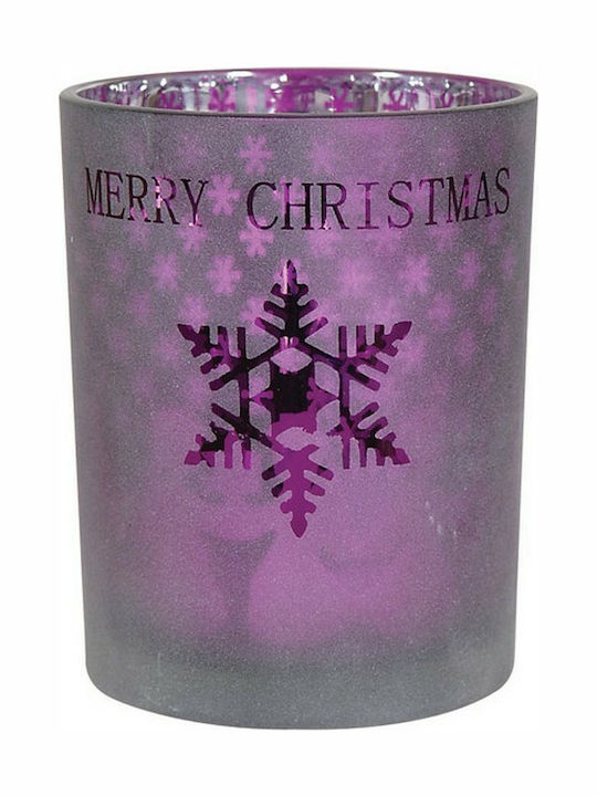Lianos Christmas Glass Purple Candlestick 12.5x...