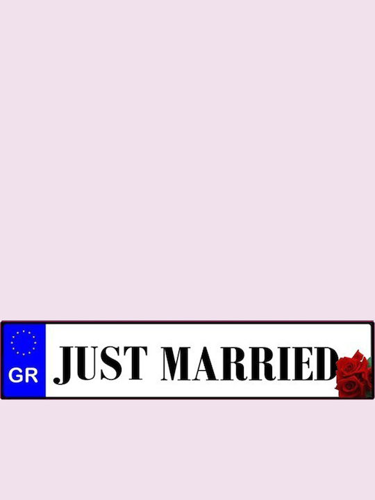 Πινακίδα Αυτοκινήτου Γάμου Just Married Rose 2τμχ 11cm