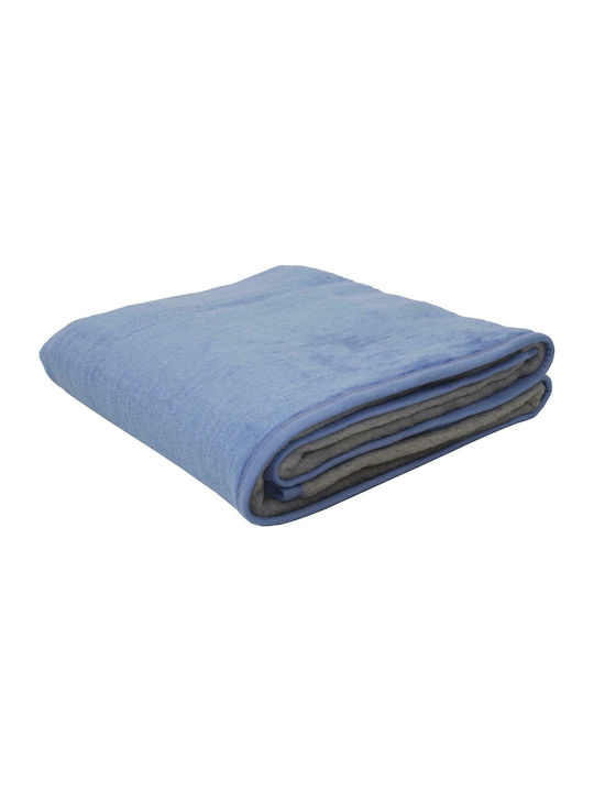 Viopros Blanket Velvet Single 160x220cm. Light blue / Grey