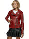 Lapel Bonita Δερμάτινο Γυναικείο Biker Jacket Κόκκινο