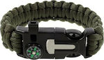 Bracelet Survival with Whistle, Compass, Knife & Rope Green
