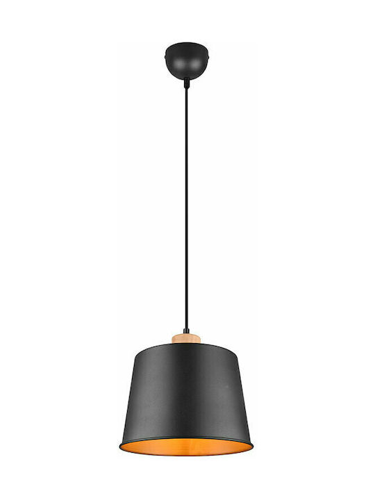 Trio Lighting Harris Pendant Light Single-Light Bell for Socket E27 Black