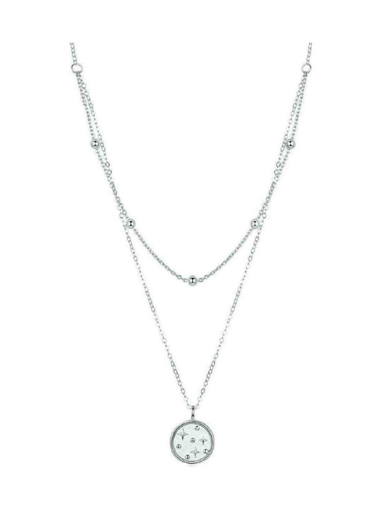 Bamoer Women's Double Silver Necklace SCN365