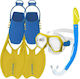 Flippers Swimming Leisure Junior with Mask & Snorkel Blue/ Yellow