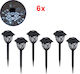 GloboStar Set of 6 Stake Solar Lights Lanterns 1W 100lm Cold White 6000K with Photocell IP65