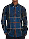 Dunoon Long-sleeved Cotton Shirt Checked Navy Blue