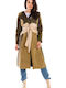Damen Khaki Mantel mit Gürtel