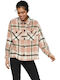 Women's Checked Misty Rose Peacoat with Buttons