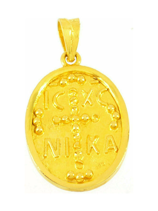 Mertzios.gr Pendant Kids Talisman Double Sided Constantine from Gold 14K MEW0322