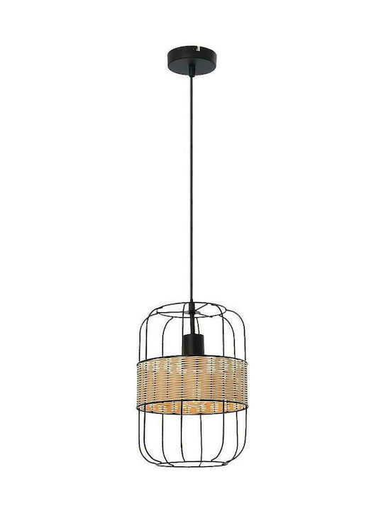 Rabalux Indiana Pendant Light Single-Light Grid for Socket E27 Black