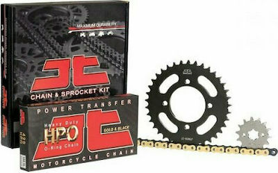 JT Sprockets Σετ Γρανάζια με Αλυσίδα Χρυσή (14-42-428HPO GB) για Modenas X-Cite 135