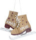 Hängendes Ornament Schlittschuh Hölzern Beige 6x8cm