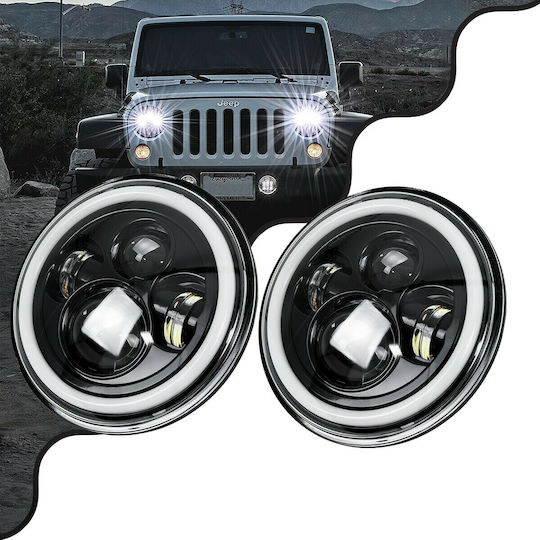 GloboStar Flash Led 12V for Jeep Wrangler 7'' Orange and Cool White 2pcs